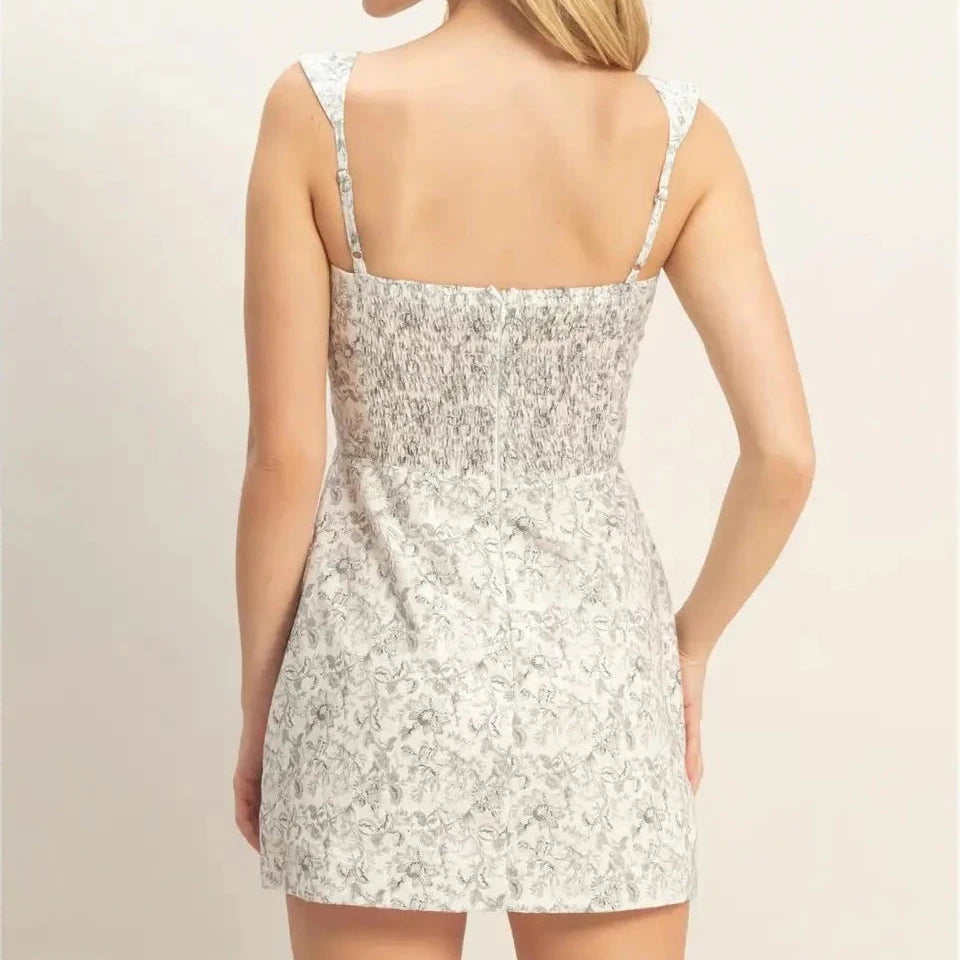 Robe JADE fleurie col carré vue de dos - MILESI